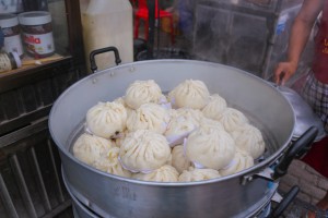 Salapao in front of Duck Noodle Dongpalarn