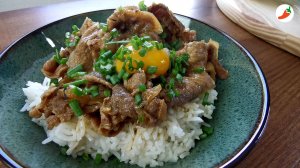 Japanese pork rice bowl (butadon)