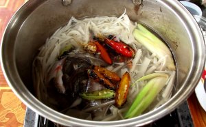 Small fish stew with sour bamboo Lao countryside